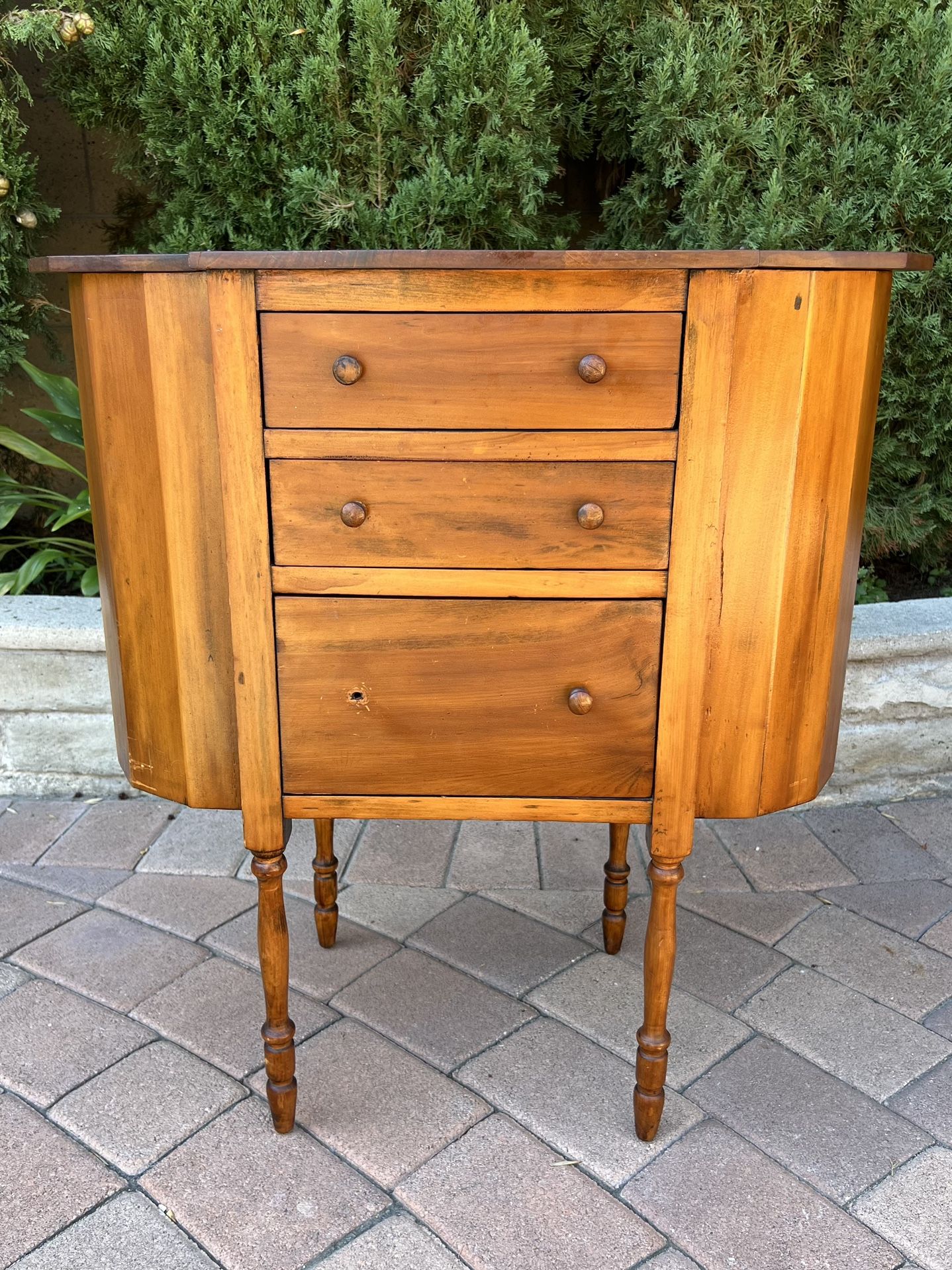 Vintage Solid Wood Martha Washington Sewing Crafting Cabinet Table