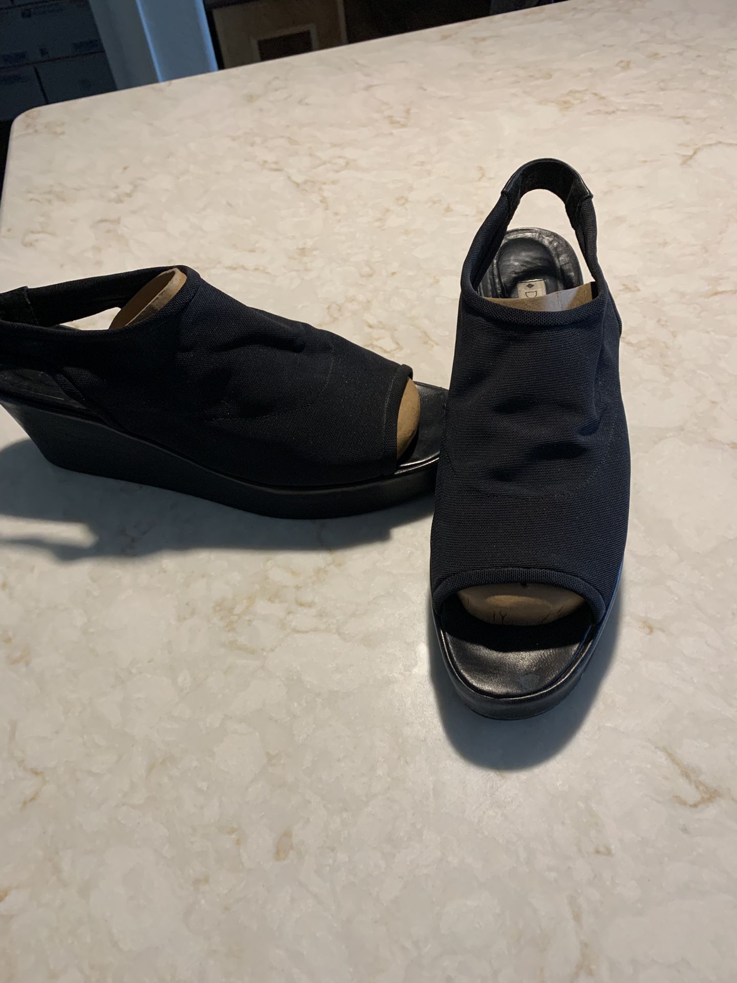 Donald J Pliner Black Wedge Sling backs Size 11