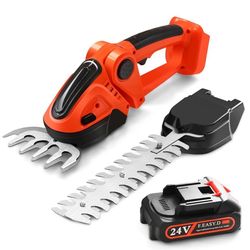Brand New 24V Hedge Trimmer Cordless Pruning Shears – 2-in-1 Hedge & Lawn Trimmer, CE FCC PSE Certified, 90° Adjustable Head, SK5 Blades, 390 Coppe