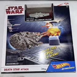 Hot Wheels Starships Star Wars Death Star Attack Play Set Millennium Falcon