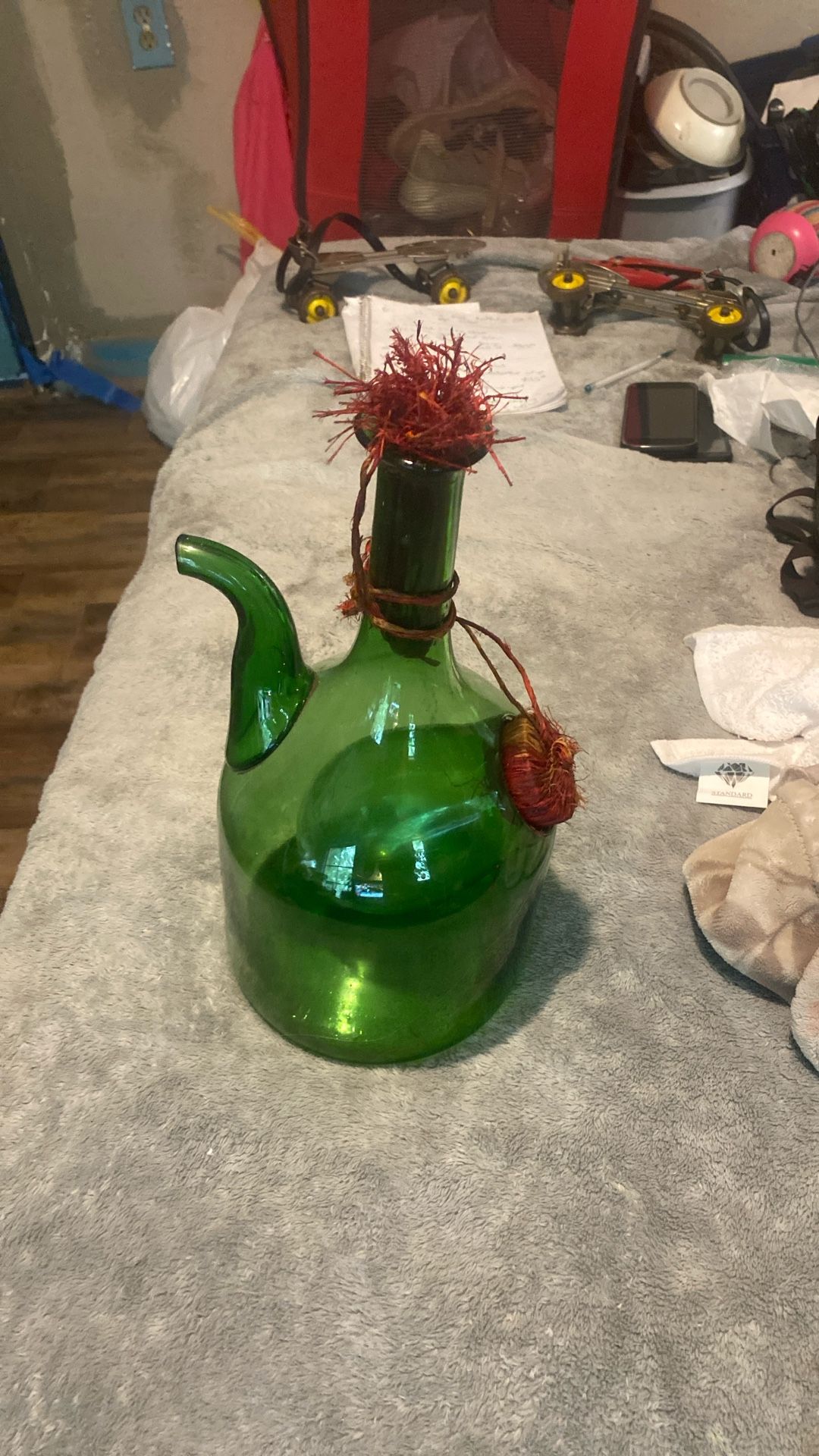 Vintage princess house, Italian green hand blown wine decanter