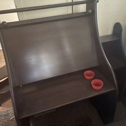 Children Desk with Attached Book Case And Sitting Stool