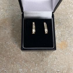 10k Diamond Half Hoop Earrings (.8 Grams) 