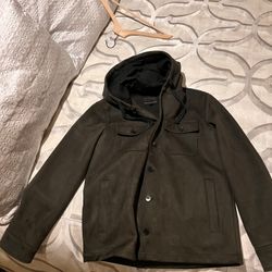 Banana Republic Men’s Vegan Suede Shirt Jacket With Hood