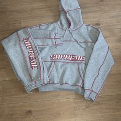 Supreme Coverstitch Hooded sweatshirt with  Pants ‘Heather Grey’