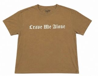Brown "Leave Me Alone" graphic tee
