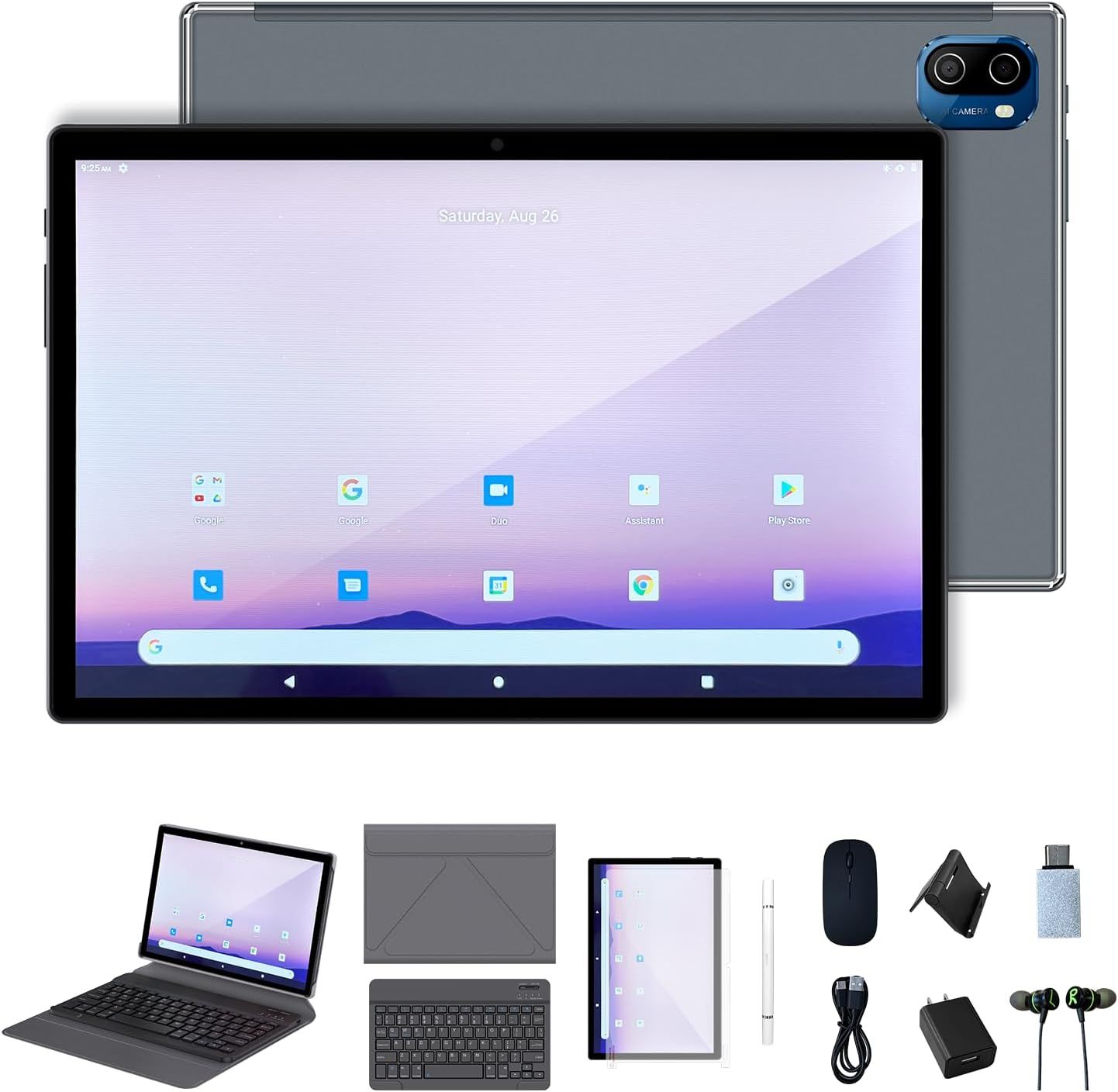 3 in 1 Tablet 10.1 inch Android 11 Tablets 4G Cellular Tablet with Keyboard 4GB+64GB and 128GB Expandable, 5MP+13MP Dual Camera, Dual Card Slot, GPS W