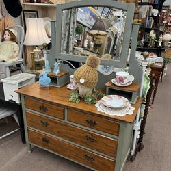 Antique Refinished Green Dresser Vanity