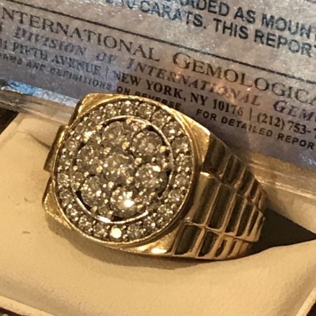 BEAUTIFUL LARGE ROLEX STYLE 2 CARATS DIAMOND RING SET IN 14k GOLD