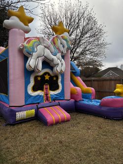 Unicorn Bounce House With Slide 