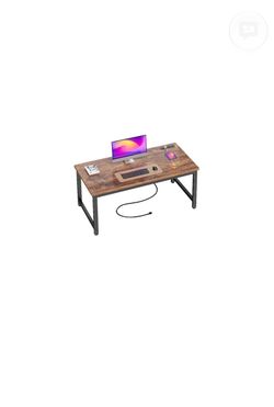 54” Rustic Brown Computer Desk with Metal Frame