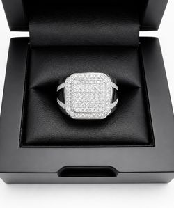 925 Sterling Silver 2.00CT MOISSANITE Square Pave Men’s Ring Size 9,10 or 11