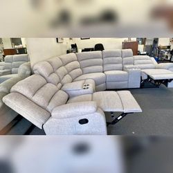 3 Pieces manual motion reclininig sectional sofa set with console
