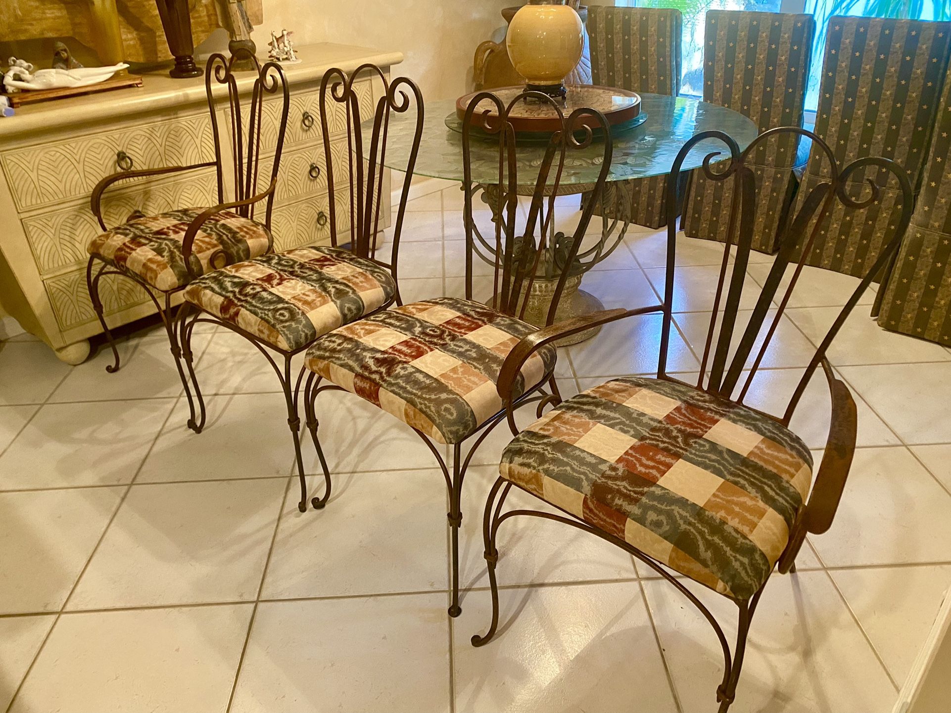 4 Wrought Iron Dining Chairs