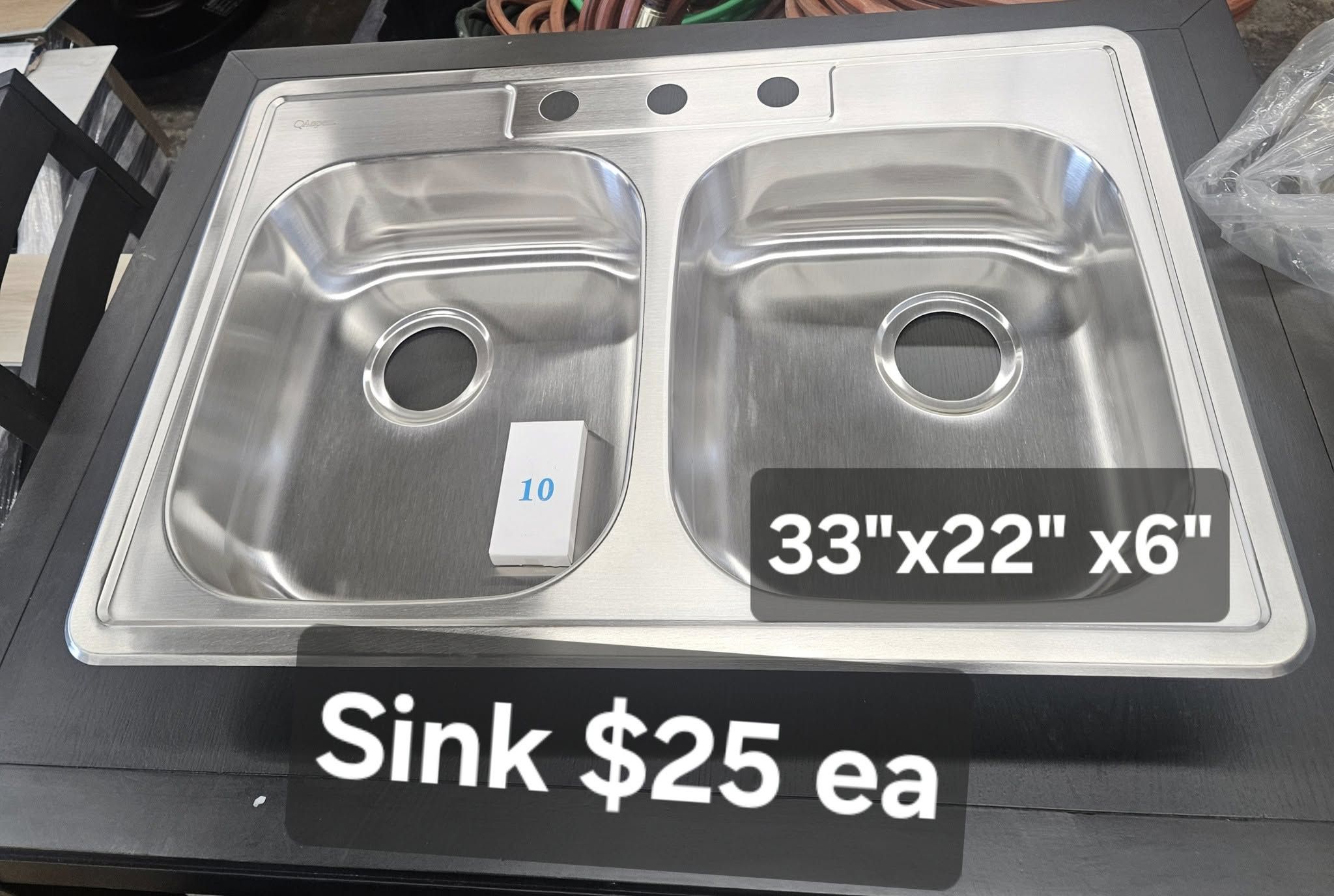 kitchen sink 33"x22"x6"