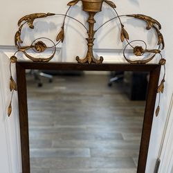 Antique French Empire Gilt Leaf & Urn Motif Wall Mirror