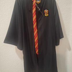 Harry Potter Gryffindor Robe Costume Set – Size L – Includes Tie, Sweater Detail & Mini Wand