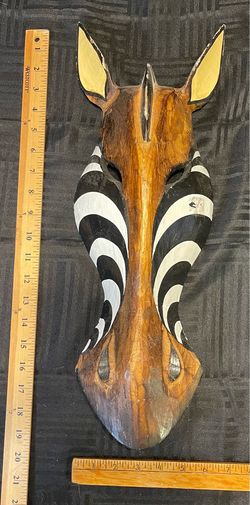 Vintage Wooden African Zebra Mask / Wall Decor