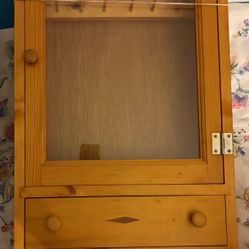 Vintage Handcrafted Wooden Jewelry Cupboard
