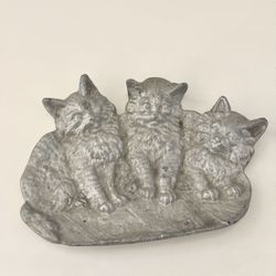 Antique Bradley & Hubbard Kittens Pin Dish Tray #1640, Silver Tone Early 1900s