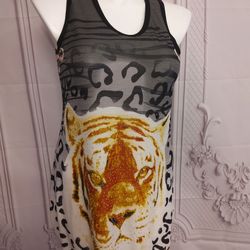 Animal print lace top