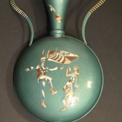 Mid Century Vase Israeli Brass And Blue Enamel Metal ⁷