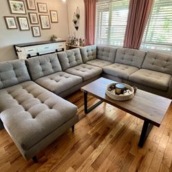Crate & Barrel: Petrie Mid-century Grey Sectional Sofa