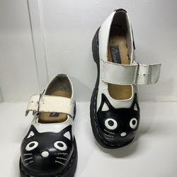 Anarchic Mary Jane Shoes Kitten Cat Women's US Size 7 Black/White Fair con