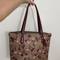Coach tote bag purse with cherries cherry shoulder bag