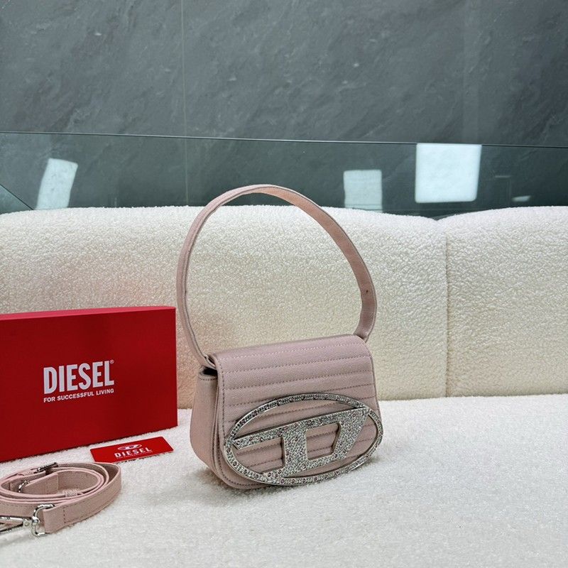 Diesel Pink Diamond Brand Logo Shoulder Bag
