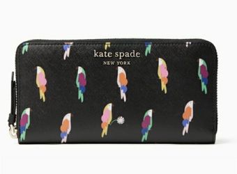 New ! Kate Spade Flock Party Zip Around Wallet