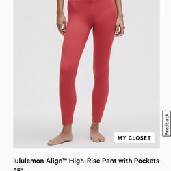 Like-New lululemon Align High Rise 25” Pant w/ Pockets, sz 10