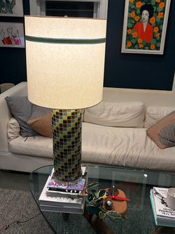Vintage Handmade Mosaic Tile Table Lamp 38" — One of a Kind