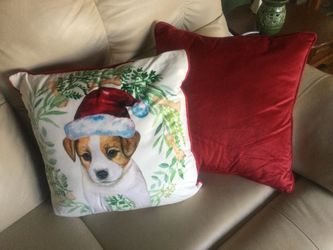 (2) NEW Jack Russell Terrier Dog Holiday Decorative Pillows