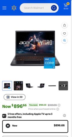 NEW Gaming laptop: Acer Nitro V 15.6” FHD IPS 165Hz Gaming Laptop, Intel Core i5-13420H, NVIDIA GeForce RTX 5050 with 8GB GDDR7 VRAM, 16GB RAM, 512GB 