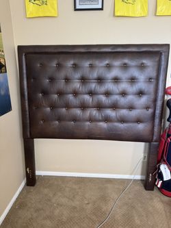 Queen Size Bed Frame and Box Spring - Brown