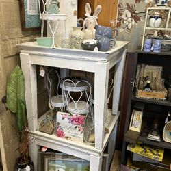Set of 2 Large Vintage Shabby Chic End Tables