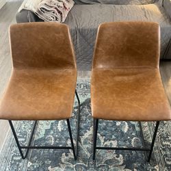 2 Faux Leather High-Top Chairs 🪑 