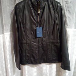 Cole Haan Womans Lamb Skin Leather Jacket 