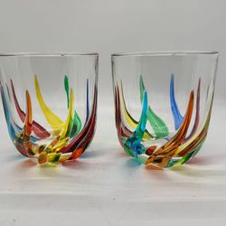 VENETIAN CARNEVALE STEMLESS Crystal WINE GLASSES - OLD FASHION GLASSES