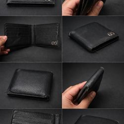 Gucci Black Leather Bifold Wallet Authentic