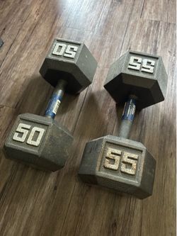 SINGLE dumbbell weights 50lb and 55lb $70 for both