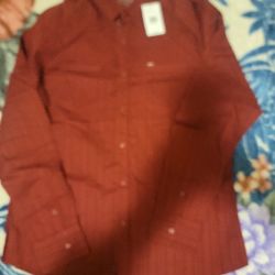 New guess shirt dark red color or red wine size L$25