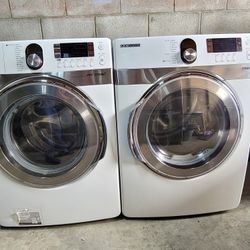 Samsung Front Loading Washer And Stackable Gas Dryer Set 