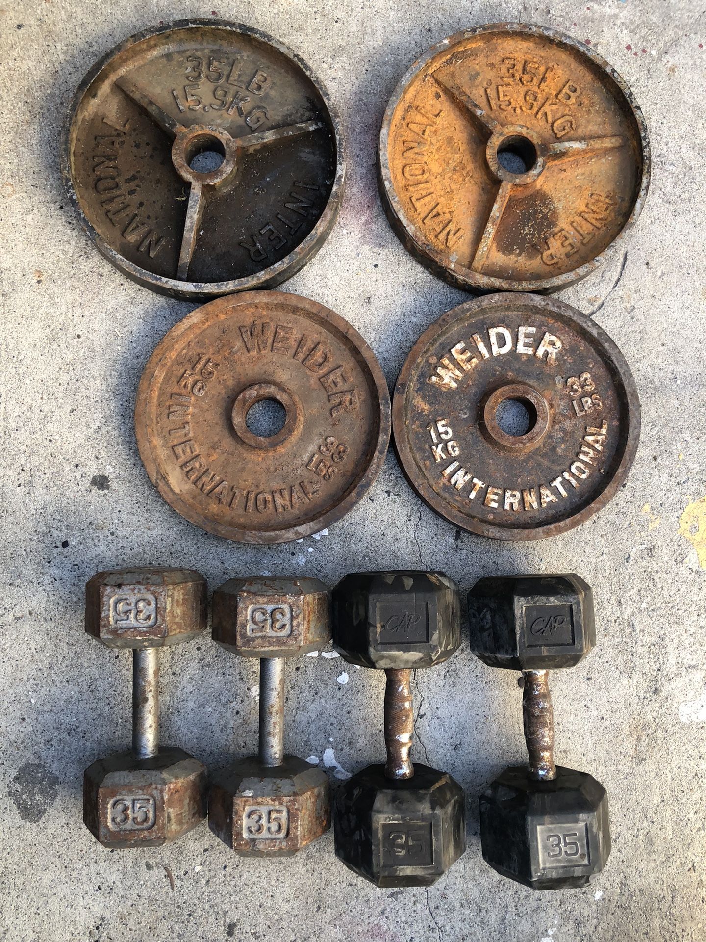 Olympic Weights Rusty But In Solid Condition Workout Equipment