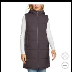 Eddie Bauer Ladies Long Hooded Puffer Vest