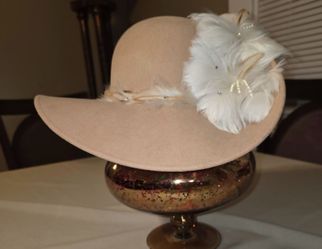 Wide Brim Wool DERBY Hat with Feather Embellishment