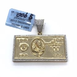 Diamond Gold Hundred Pendant 10K New