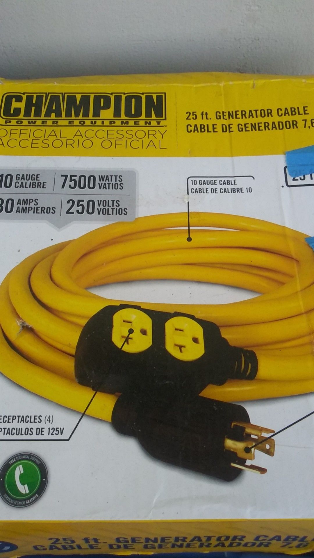 25ft generator cable 7.6 m