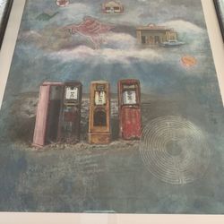 Framed Print Of All Gas Pumps Go To Heaven By Mauree Childress 15” x 12 1/2”